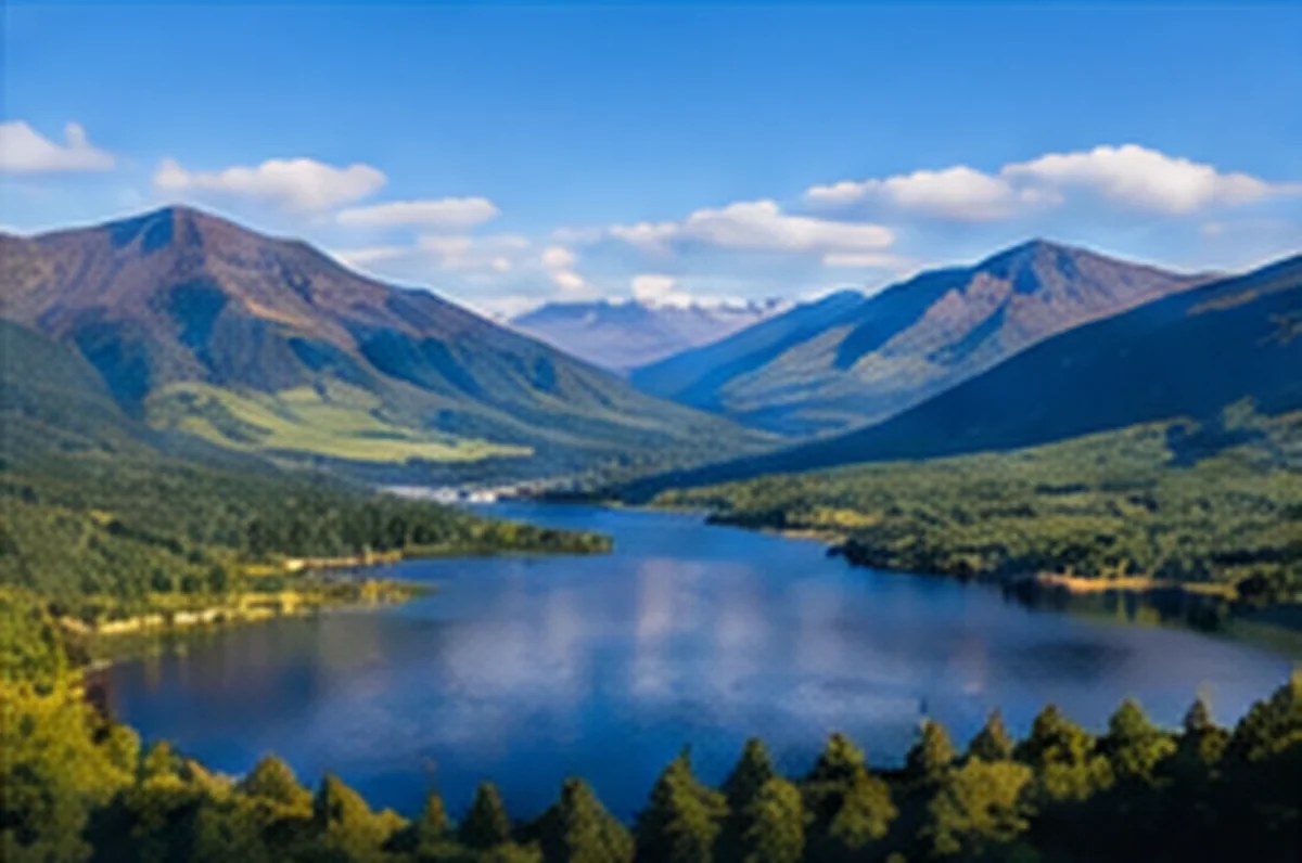 Loch and mountain landscape in rural Perthshire, Scotland